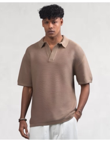 Polo en maille marron