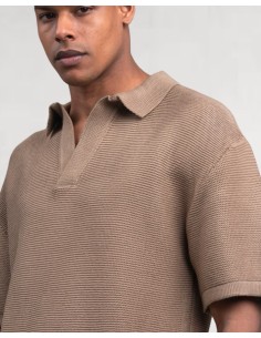 Polo en maille marron 2