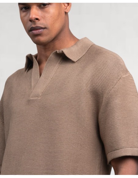 Polo en maille marron