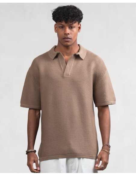Polo en maille marron