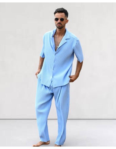 Ensemble plissé ultra fluide bleu