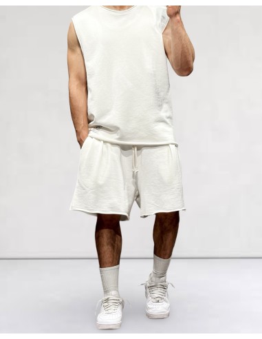 Ensemble débardeur et short en coton brossé blanc