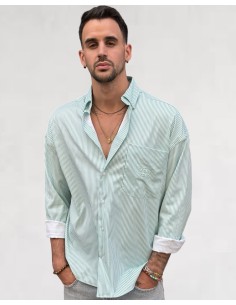 Chemise loose à rayure verte
