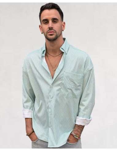 Chemise loose à rayure verte