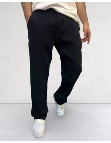 Pantalon gaz de coton coupe droite noir