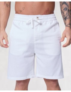 Short en lin à lacets blanc
