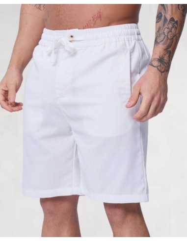Short en lin à lacets blanc