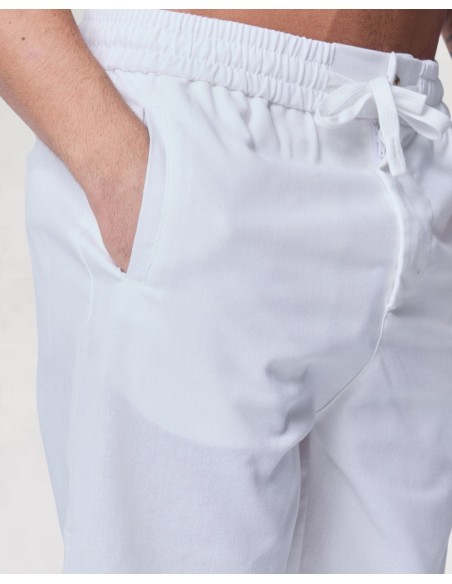 Short en lin à lacets blanc