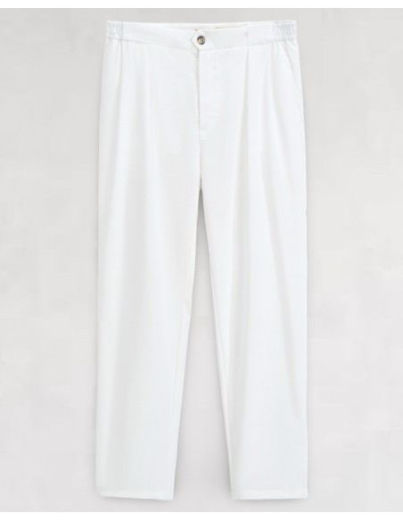 Pantalon tailleur coton lin blanc