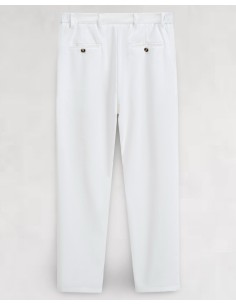 Pantalon tailleur coton lin blanc 2