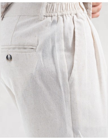 Pantalon tailleur coton lin beige