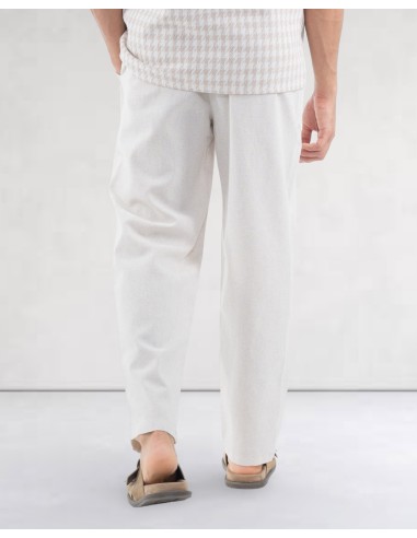 Pantalon tailleur coton lin beige