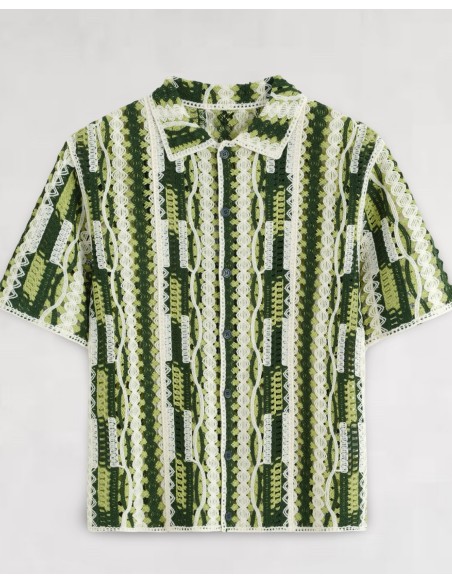 Chemisette "Garden" en crochet verte