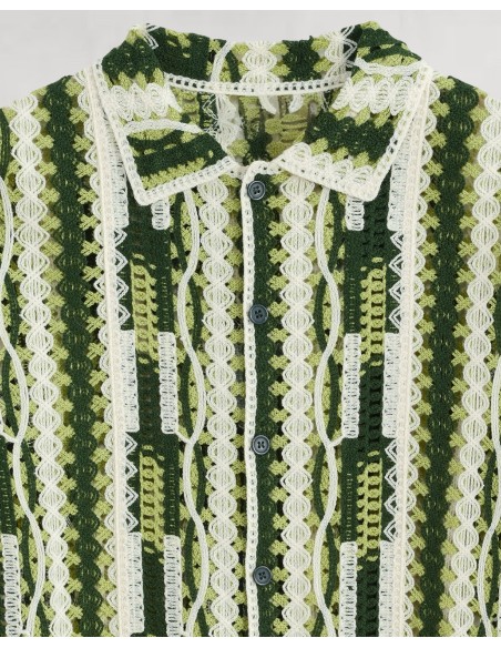 Chemisette "Garden" en crochet verte
