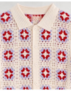 Chemisette "Lolipop" en crochet rose 2