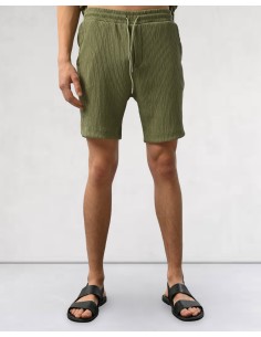 Short effet crêpe khaki