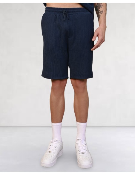 Short effet crêpe bleu