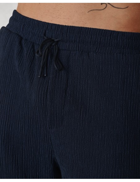 Short effet crêpe bleu