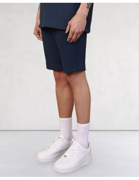 Short effet crêpe bleu