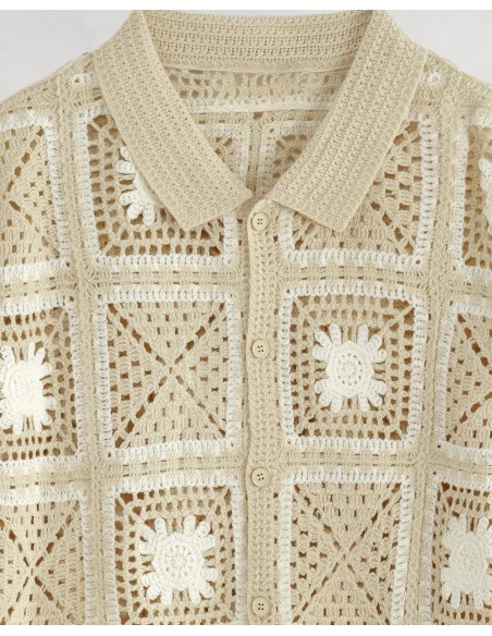 Chemisette à crochet beige "SAND"