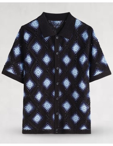 Chemisette noire grosse maille "BLUE EYES"
