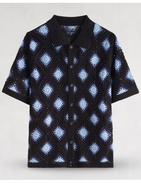 Chemisette noire grosse maille "BLUE EYES"