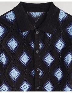 Chemisette noire grosse maille "BLUE EYES" 2