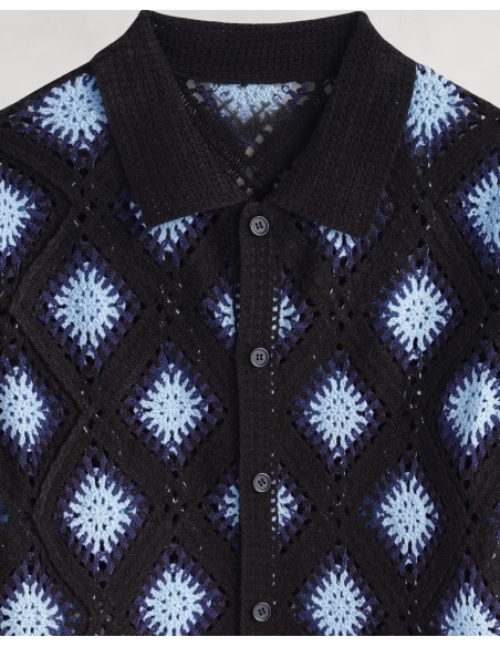 Chemisette noire grosse maille "BLUE EYES"