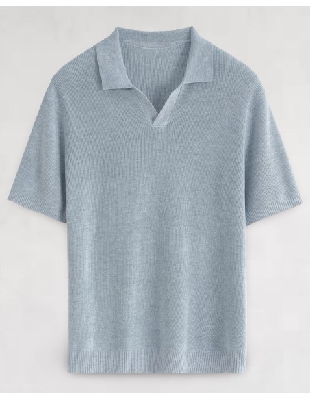 Polo léger en maille fine gris clair