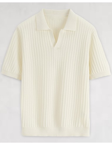 Polo en maille fine rayé blanc