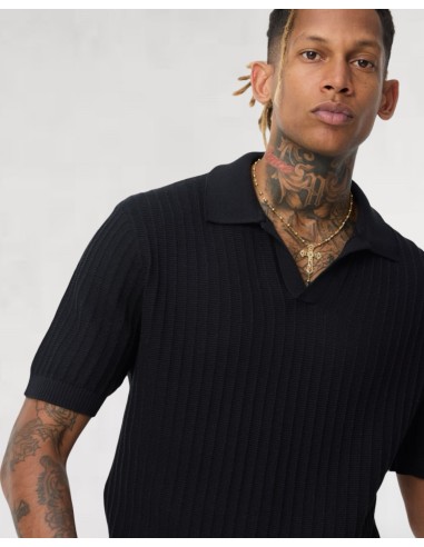 Polo en maille fine rayé noir