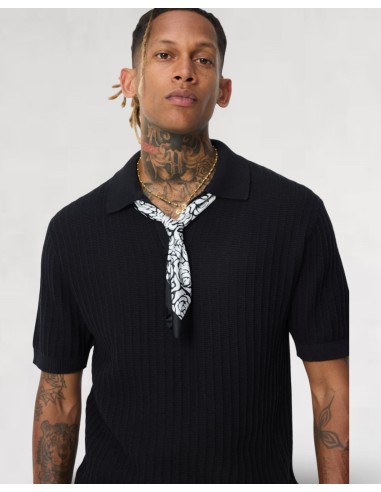 Polo en maille fine rayé noir