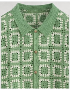 Chemisette verte grosse maille "MACHA" 2