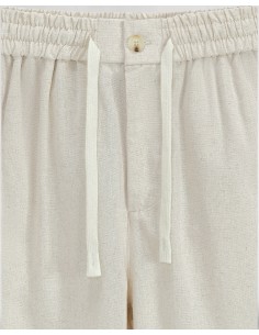 Short en lin à lacets beige 2