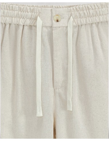 Short en lin à lacets beige