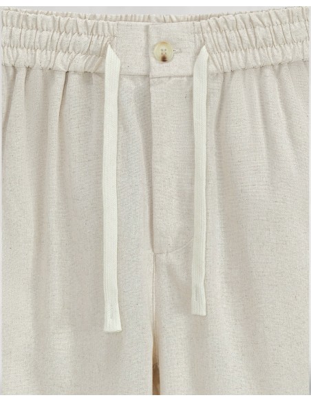 Short en lin à lacets beige