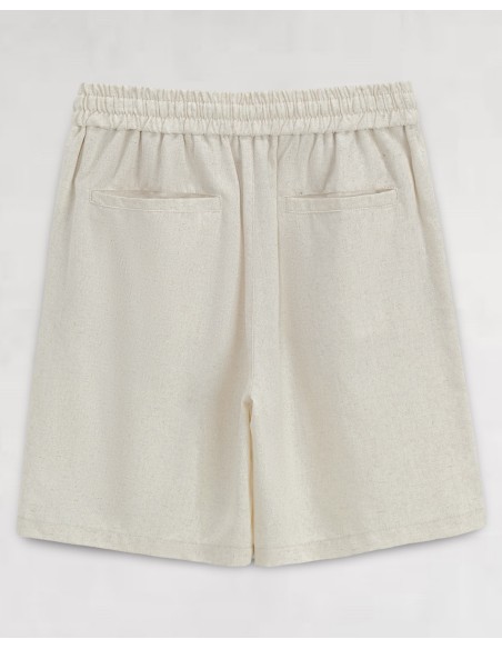 Short en lin à lacets beige