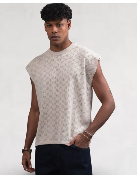 Débardeur en crochet beige