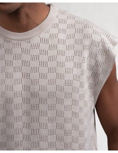 Débardeur en crochet beige 2