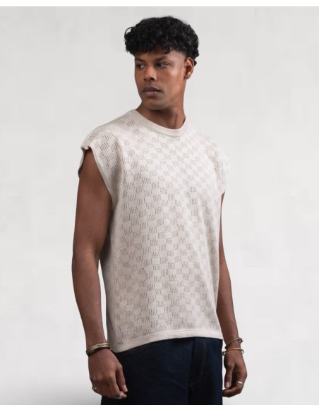 Débardeur en crochet beige