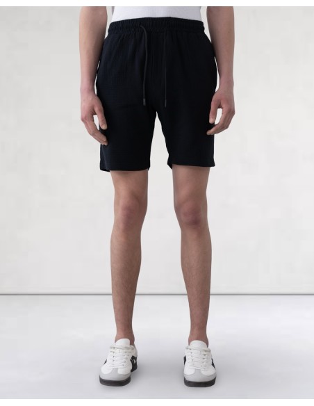 Short en gaz de coton noir