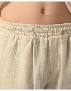 Short en gaz de coton beige 2