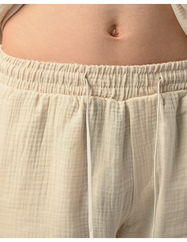 Short en gaz de coton beige