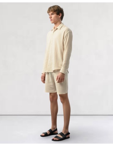 Short en gaz de coton beige