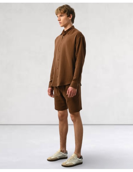 Short en gaz de coton marron
