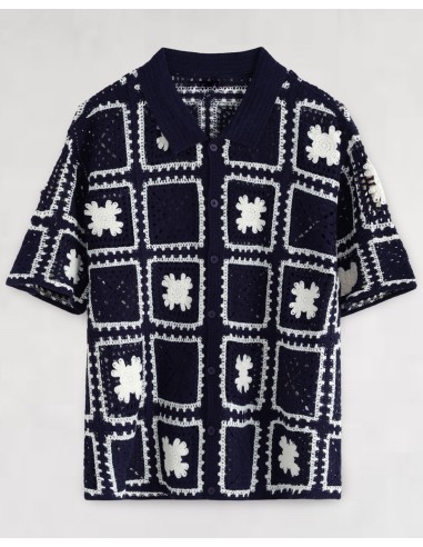 Chemisette en crochet bleu marine