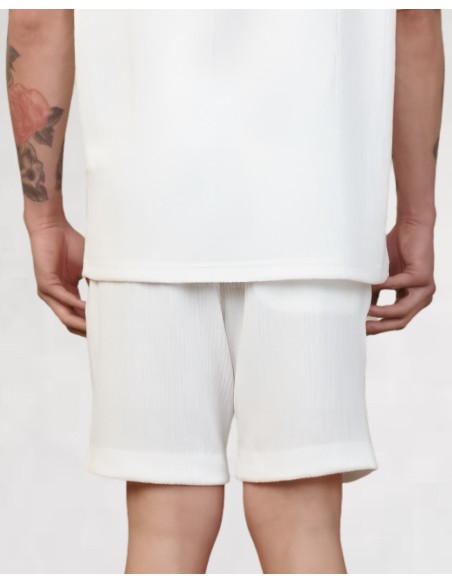 Short effet crêpe blanc