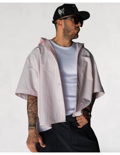 Chemisette rayée boxy rose