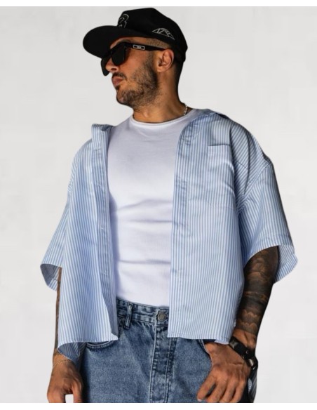 Chemisette rayée boxy bleu