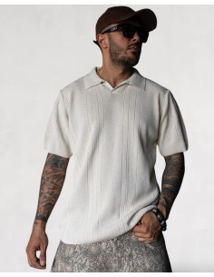 Polo en maille "island" beige